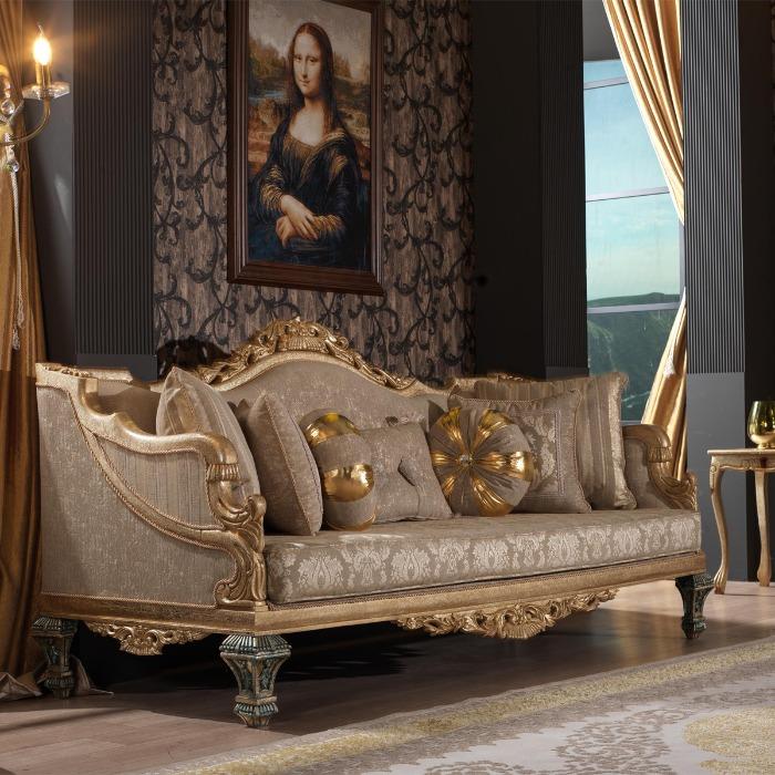 Europeisk Klassisk Antikk Stue Møbler Lær Chesterfield Sofa 