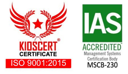 Our new ISO 9001 certificate is from Kioscert.